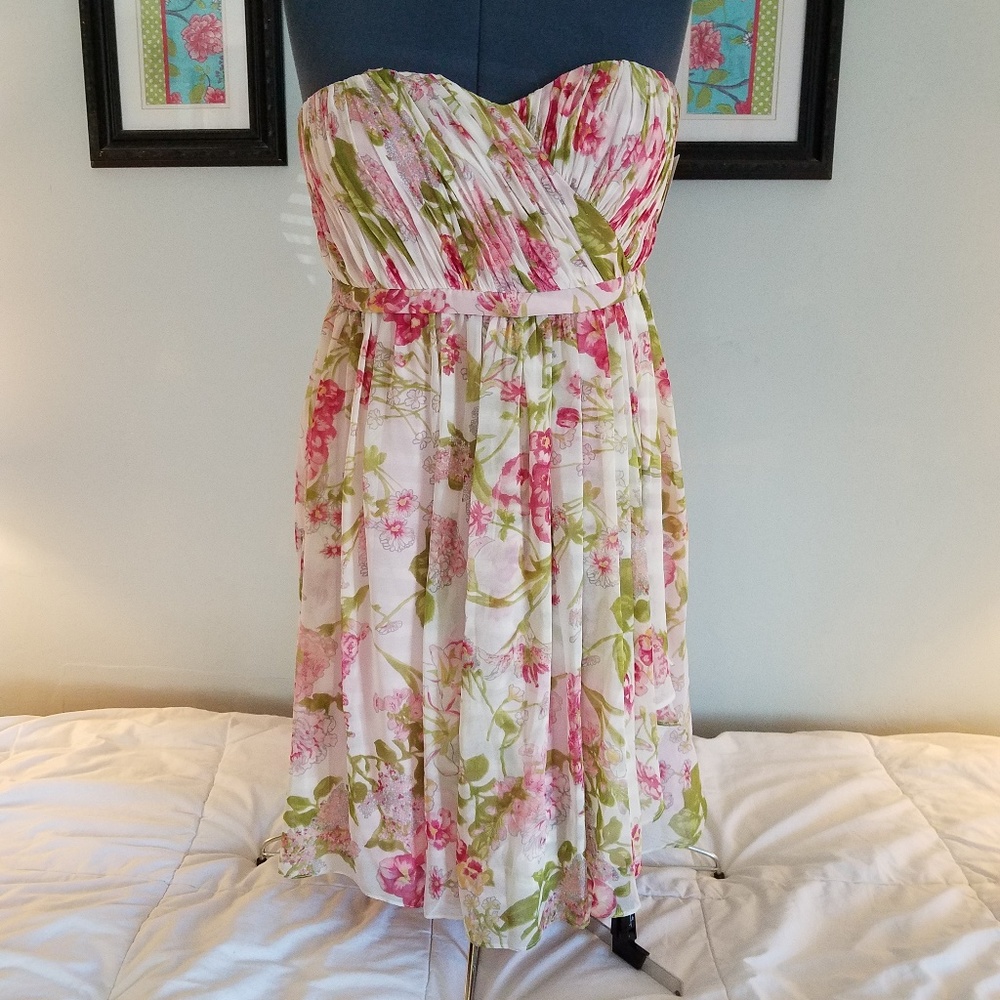 NWT Donna Morgan Floral Fair Strapless Dress